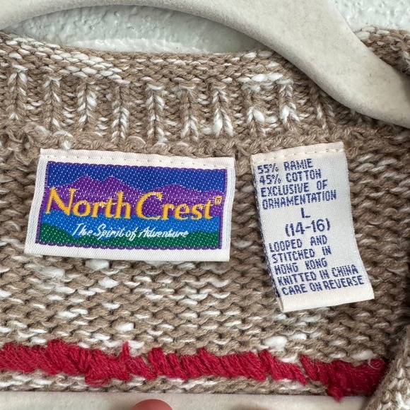 North Crest Vintage Winter Ski Mittens Gorpcore Fair Isle Cardigan Sweater L - Picture 4 of 12